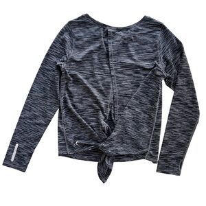 Zyia Active Womens Sz XL Charcoal Gray Split Back Long Sleeve Athletic Shirt Top